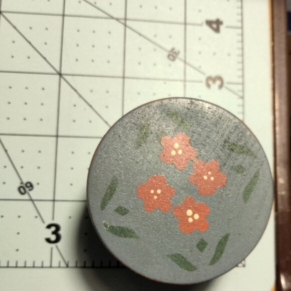 Floral Wooden Trinket Box Blue Hand Painted Tole Pennsylvania Dutch - Picture 7 of 8